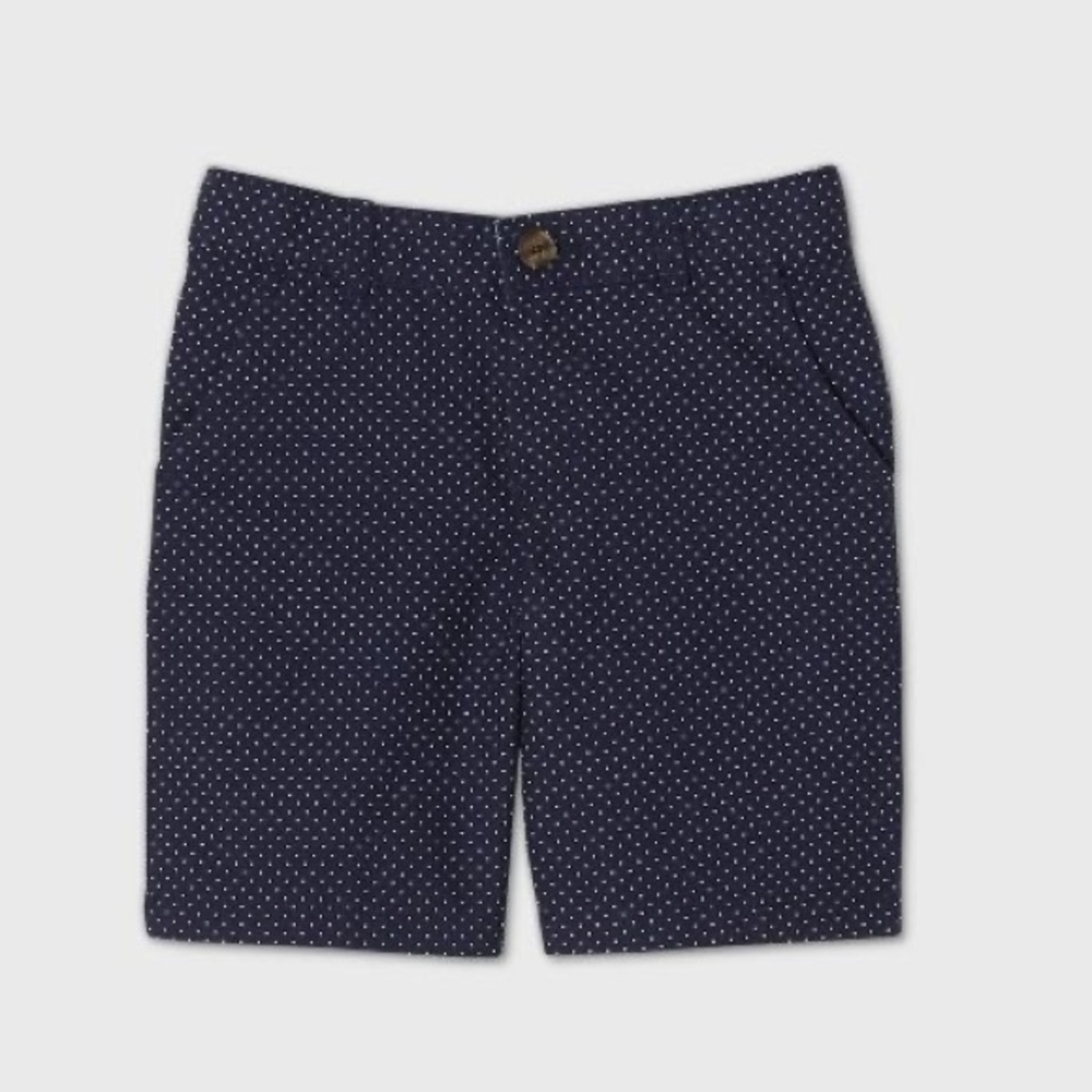 NWOT Cat & Jack Navy Blue White Pin Dot Chino School Uniform Shorts Knee Length